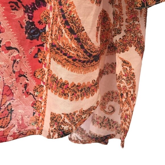 Soft Surrounding Brynn Medium Button Tunic Shirt Floral Paisley Silk Velvet Trim - Picture 8 of 12